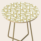 Mid Century Modern Piquet Geometric Multi Pattern in Vintage Olive Green and White Side Table Gallery Image 2