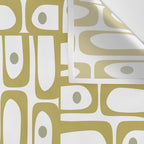 Mid Century Modern Piquet Geometric Multi Pattern in Vintage Olive Green and White Wall Tapestry Gallery Image 3