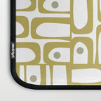 Mid Century Modern Piquet Geometric Multi Pattern in Vintage Olive Green and White Laptop Sleeve Gallery Image 3