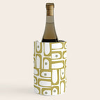 Mid Century Modern Piquet Geometric Multi Pattern in Vintage Olive Green and White Wine Chiller Gallery Image 3