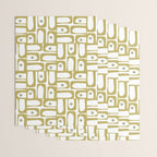 Mid Century Modern Piquet Geometric Multi Pattern in Vintage Olive Green and White Wrapping Paper Gallery Image 3