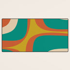 Retro Groove Mid Century Modern Abstract Pattern in Mid Mod Teal Orange Mustard Desk Mat Gallery Image 3