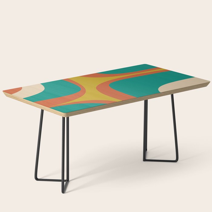 Retro Groove Mid Century Modern Abstract Pattern in Mid Mod Teal Orange Mustard Coffee Table Gallery Image 1
