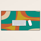 Retro Groove Mid Century Modern Abstract Pattern in Mid Mod Teal Orange Mustard Desk Mat Gallery Image 1