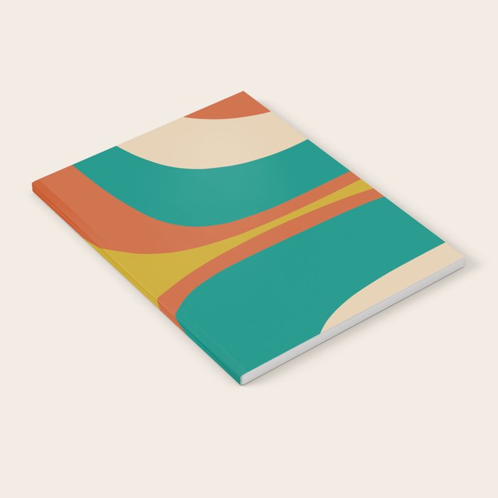 Retro Groove Mid Century Modern Abstract Pattern in Mid Mod Teal Orange Mustard Notebook Gallery Image 2
