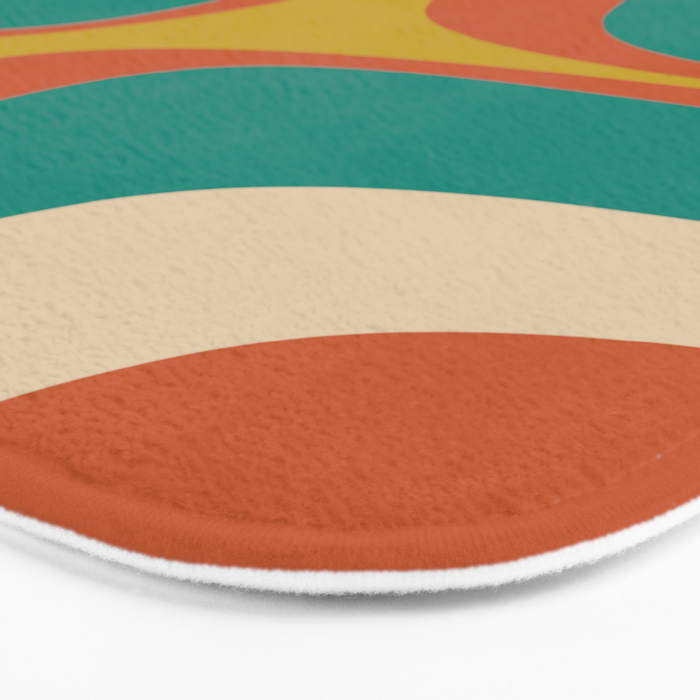 Retro Groove Mid Century Modern Abstract Pattern in Mid Mod Teal Orange Mustard Bath Mat Gallery Image 3
