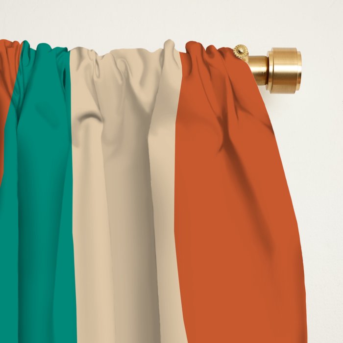 Retro Groove Mid Century Modern Abstract Pattern in Mid Mod Teal Orange Mustard Window Curtain Gallery Image 2