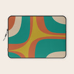 Retro Groove Mid Century Modern Abstract Pattern in Mid Mod Teal Orange Mustard Laptop Sleeve Gallery Image 1