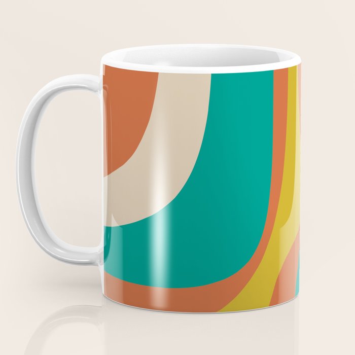 Retro Groove Mid Century Modern Abstract Pattern in Mid Mod Teal Orange Mustard Coffee Mug Gallery Image 3
