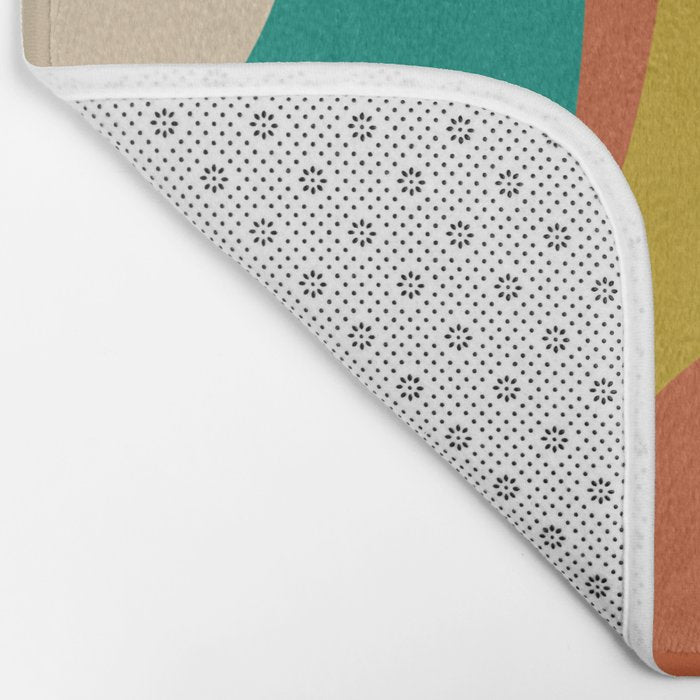 Retro Groove Mid Century Modern Abstract Pattern in Mid Mod Teal Orange Mustard Bath Mat Gallery Image 2