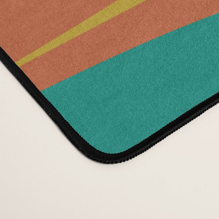 Retro Groove Mid Century Modern Abstract Pattern in Mid Mod Teal Orange Mustard Desk Mat Gallery Image 4