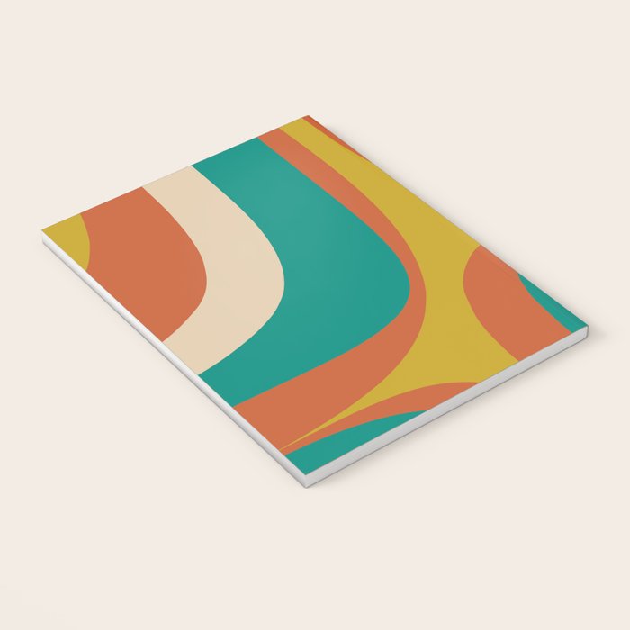Retro Groove Mid Century Modern Abstract Pattern in Mid Mod Teal Orange Mustard Notebook Gallery Image 3