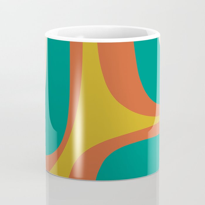 Retro Groove Mid Century Modern Abstract Pattern in Mid Mod Teal Orange Mustard Coffee Mug Gallery Image 4