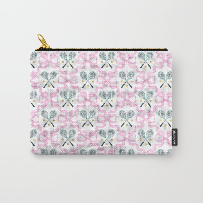 Tennis Trellis Bows in Pink Carry All Pouch Gallery Image 1