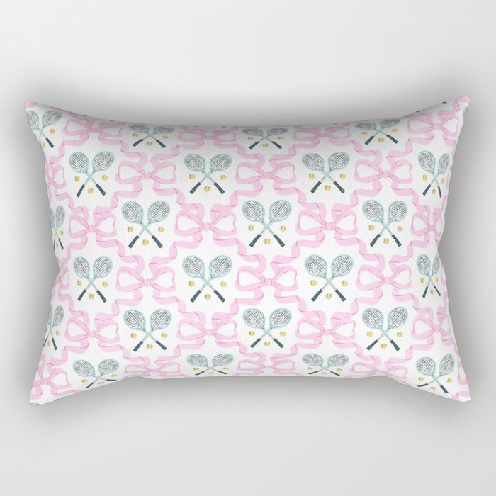 Tennis Trellis Bows in Pink Rectangular Pillow Gallery Image 1
