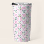 Tennis Trellis Bows in Pink Travel Mug Gallery Image 3