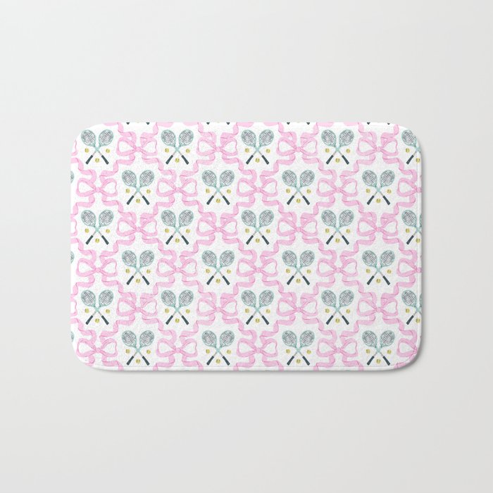 Tennis Trellis Bows in Pink Bath Mat Gallery Image 1