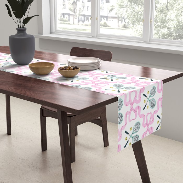 Tennis Trellis Bows in Pink Table Runner Gallery Image 2