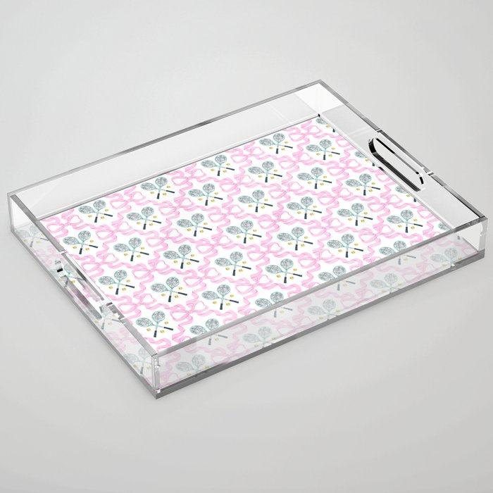 Tennis Trellis Bows in Pink Acrylic Tray Gallery Image 1