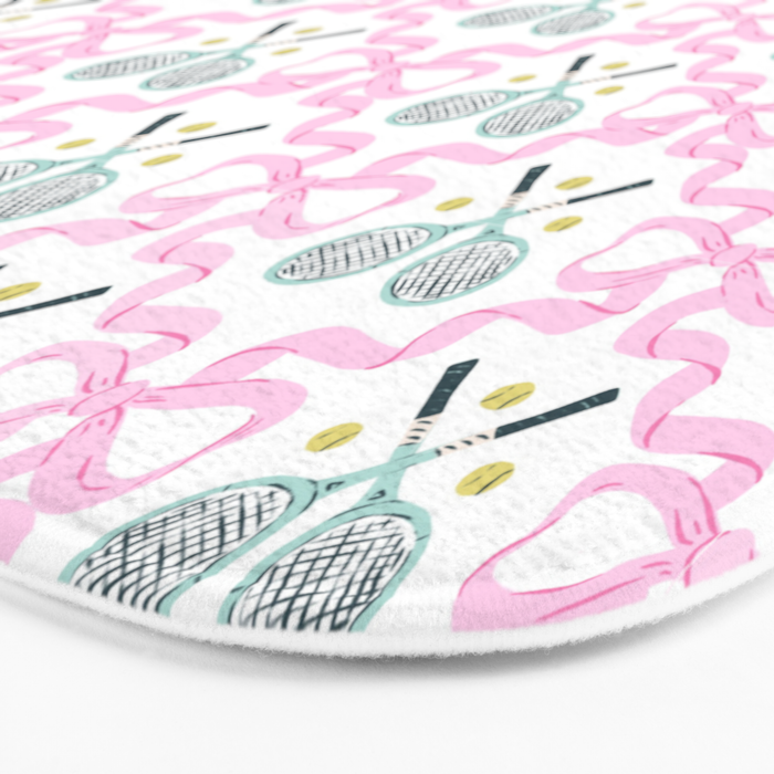 Tennis Trellis Bows in Pink Bath Mat Gallery Image 3