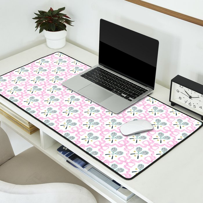 Tennis Trellis Bows in Pink Desk Mat Gallery Image 2