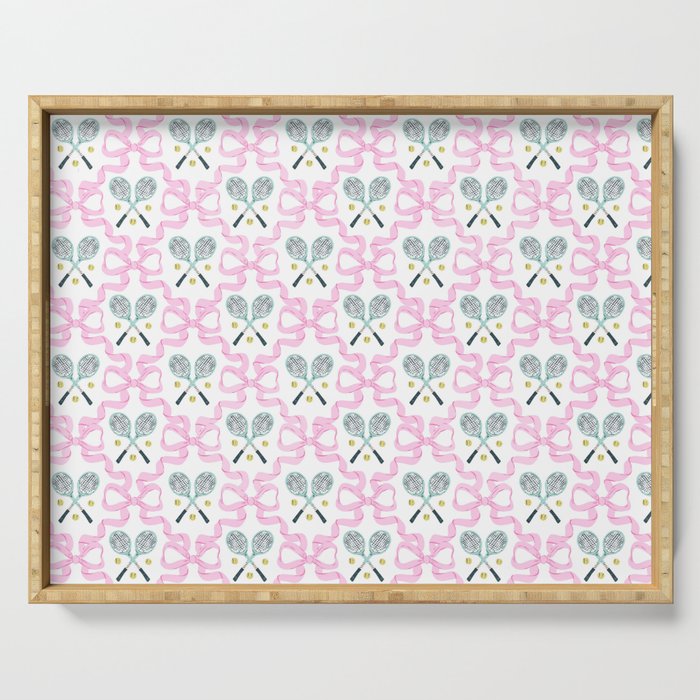 Tennis Trellis Bows in Pink Serving Tray Gallery Image 1