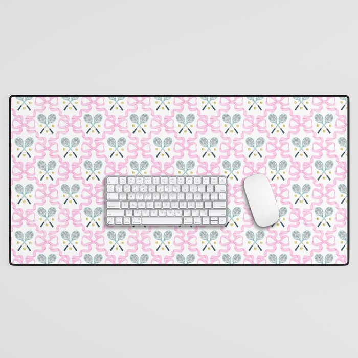 Tennis Trellis Bows in Pink Desk Mat Gallery Image 1