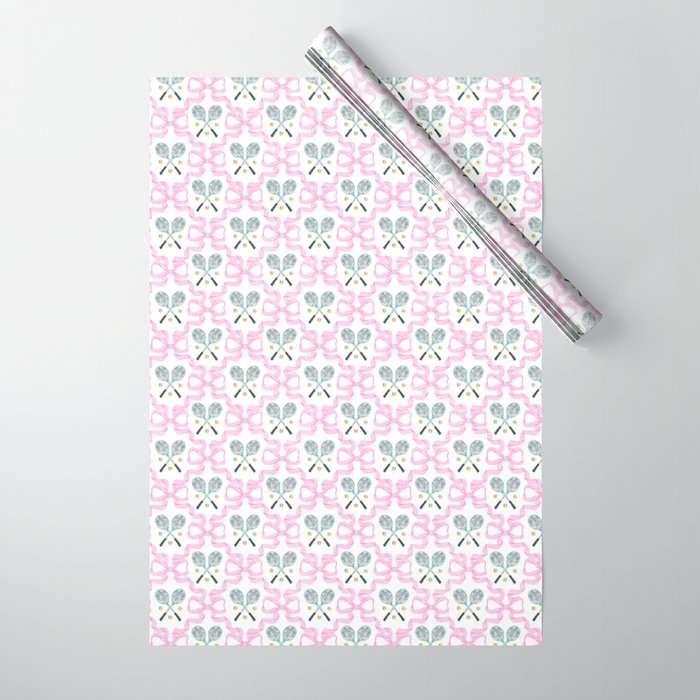 Tennis Trellis Bows in Pink Wrapping Paper Gallery Image 1
