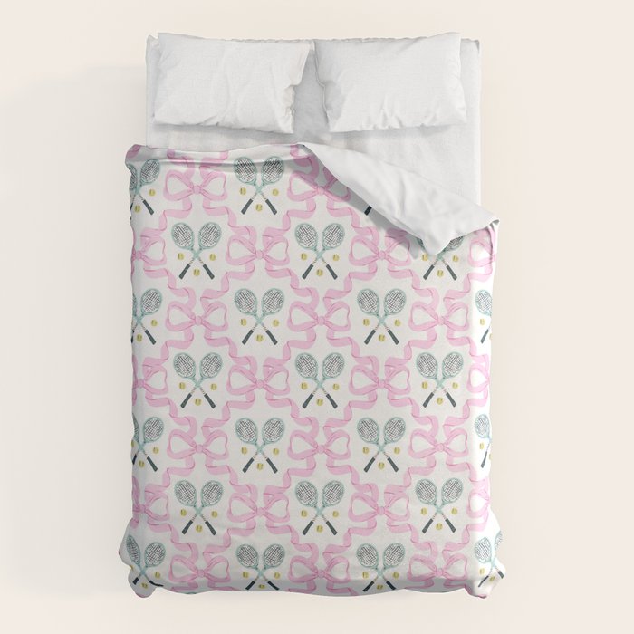 Tennis Trellis Bows in Pink Duvet Cover Gallery Image 6