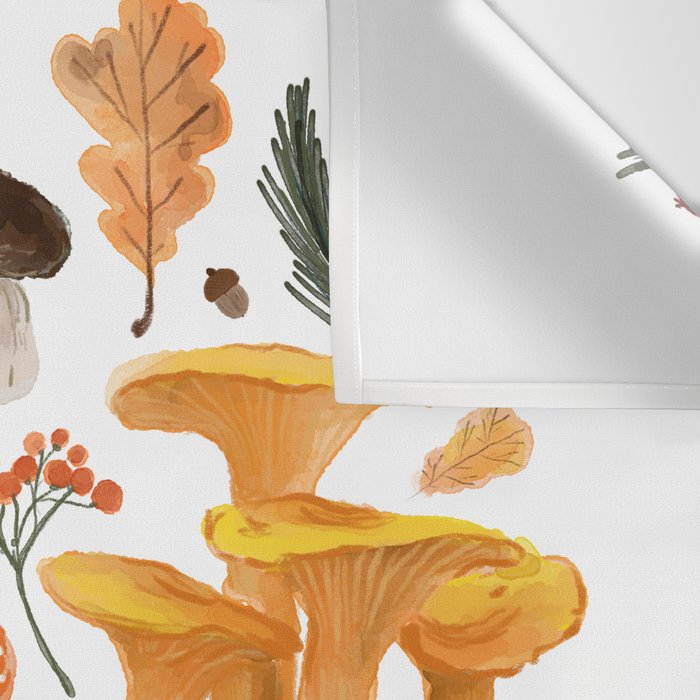 Colorful Forest Mushrooms and Plants Illustration  Nature Inspired Botanical Art Wall Tapestry Gallery Image 3