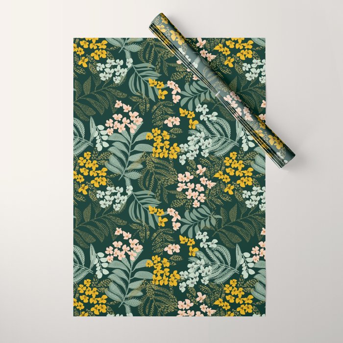 autumn leaves emerald Wrapping Paper Gallery Image 1