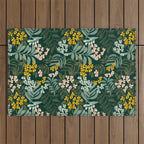 autumn leaves emerald Outdoor Rug Gallery Image 1