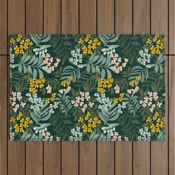 autumn leaves emerald Outdoor Rug Gallery Image 1