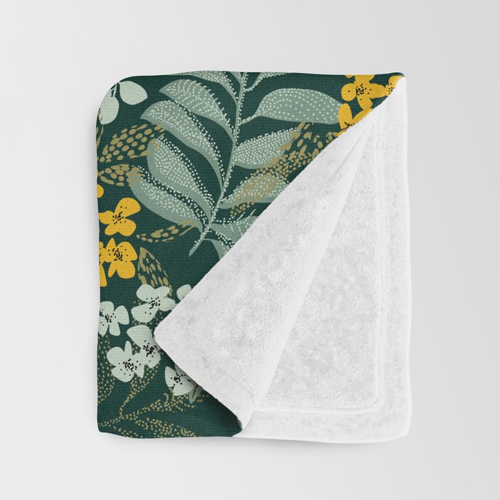 autumn leaves emerald Throw Blanket Gallery Image 3
