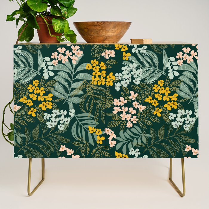 autumn leaves emerald Credenza Gallery Image 1