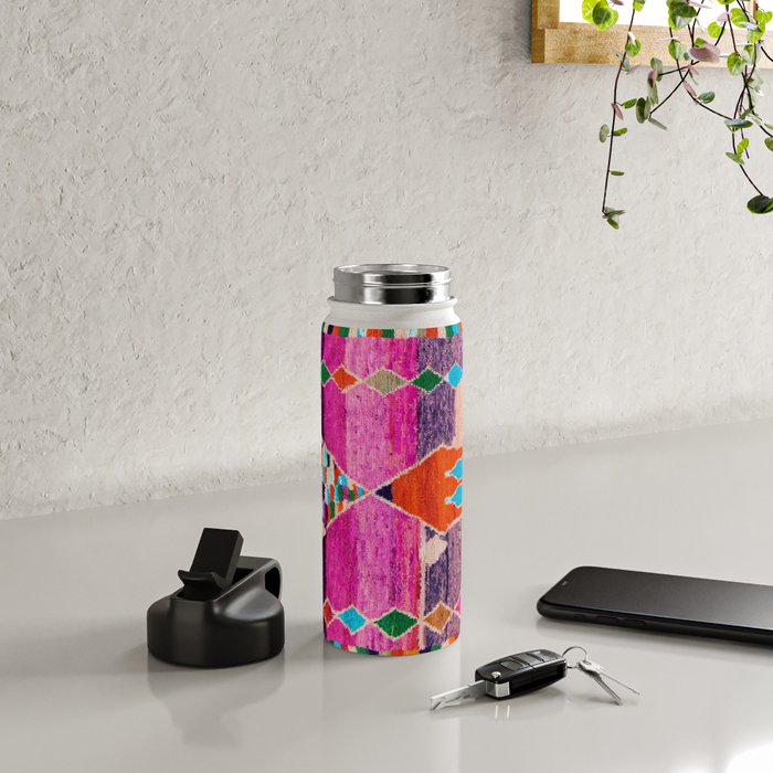Traditional Oriental Moroccan Berber Rug Design Water Bottle Gallery Image 4