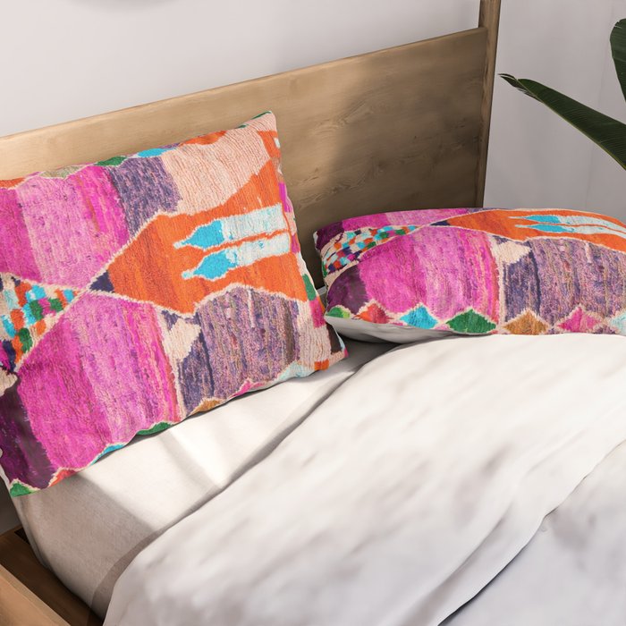 Traditional Oriental Moroccan Berber Rug Design Pillow Sham Gallery Image 2