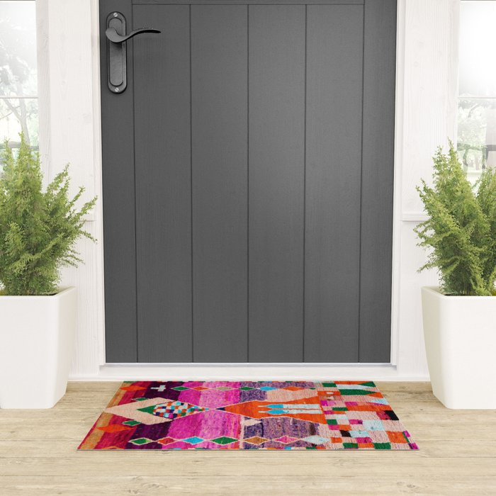 Traditional Oriental Moroccan Berber Rug Design Welcome Mat Gallery Image 3