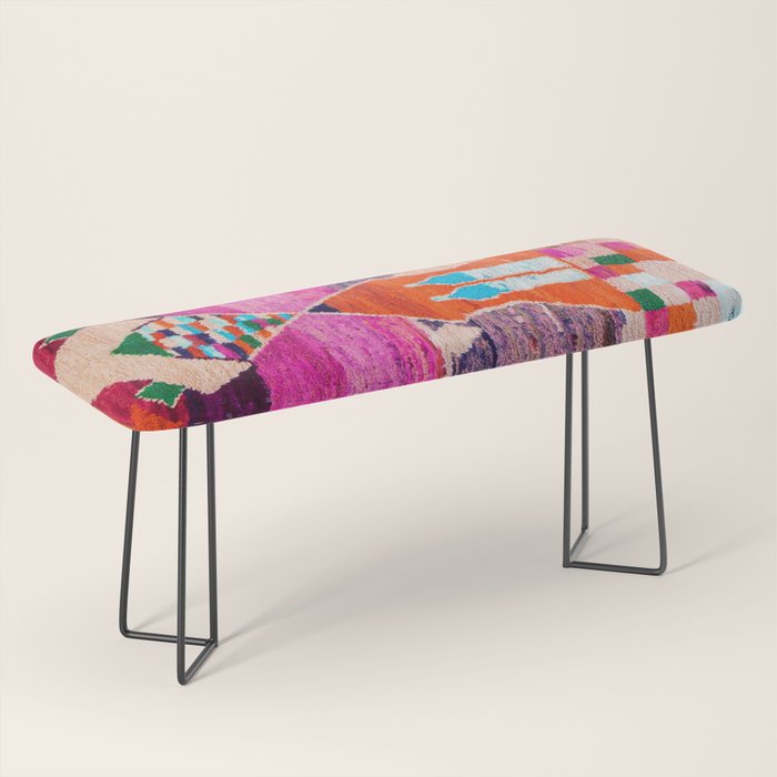 Traditional Oriental Moroccan Berber Rug Design Bench Gallery Image 1