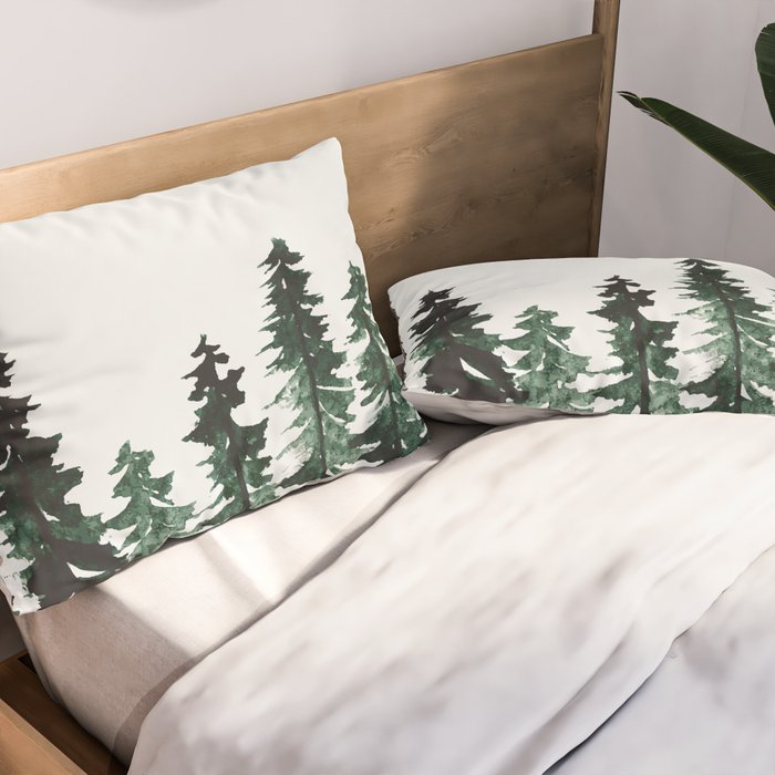 Foggy Pine Trees 2 Pillow Sham Gallery Image 2