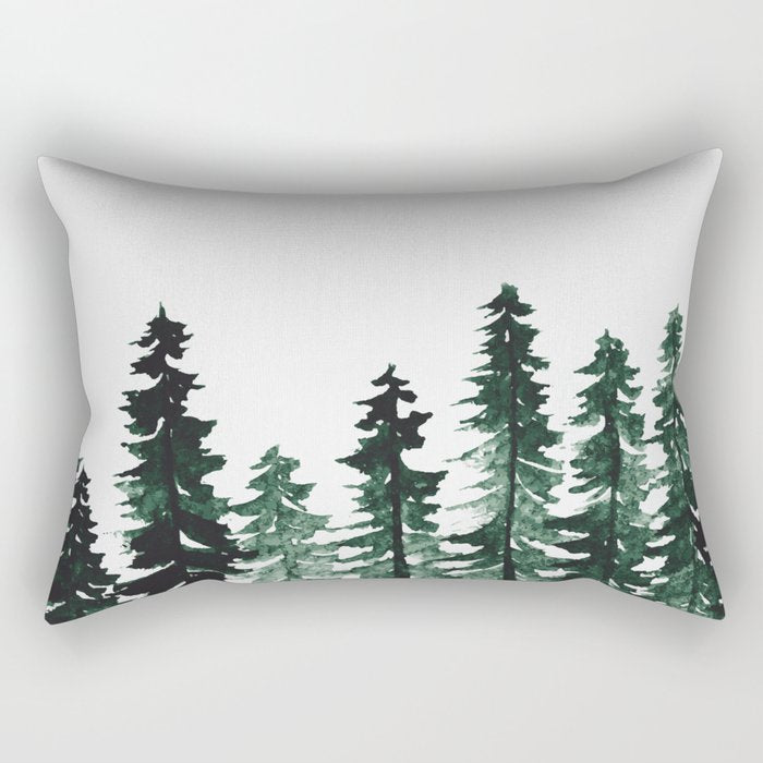Foggy Pine Trees 2 Rectangular Pillow Gallery Image 2