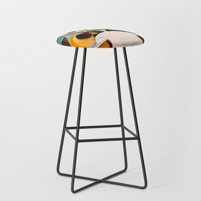Panda Beer Buzz Series 01, Bar Drinking Weekend Wildlife, Animals Maximalist Quirky Funny Whimsical, Pet Bear Colorful Cute Eclectic Illustration  Stool Gallery Image 1