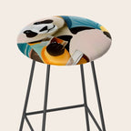 Panda Beer Buzz Series 01, Bar Drinking Weekend Wildlife, Animals Maximalist Quirky Funny Whimsical, Pet Bear Colorful Cute Eclectic Illustration  Stool Gallery Image 2