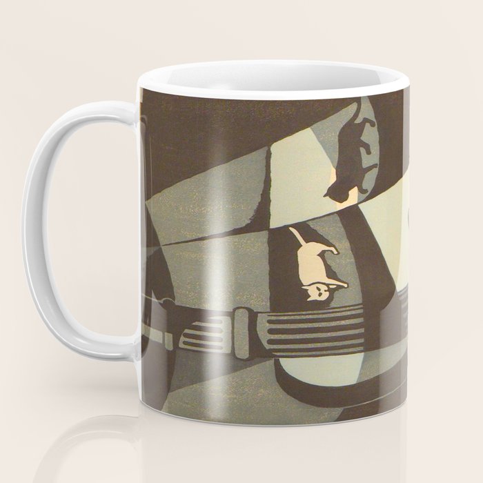 Inagaki Tomoo Vintage Japanese Woodblock print mid century Modern Cubism Art Cats Feline Coffee Mug Gallery Image 3