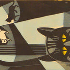 Inagaki Tomoo Vintage Japanese Woodblock print mid century Modern Cubism Art Cats Feline Coffee Mug Gallery Image 2