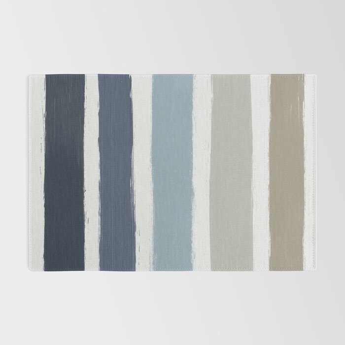 Blue & Taupe Stripes Rug Gallery Image 2