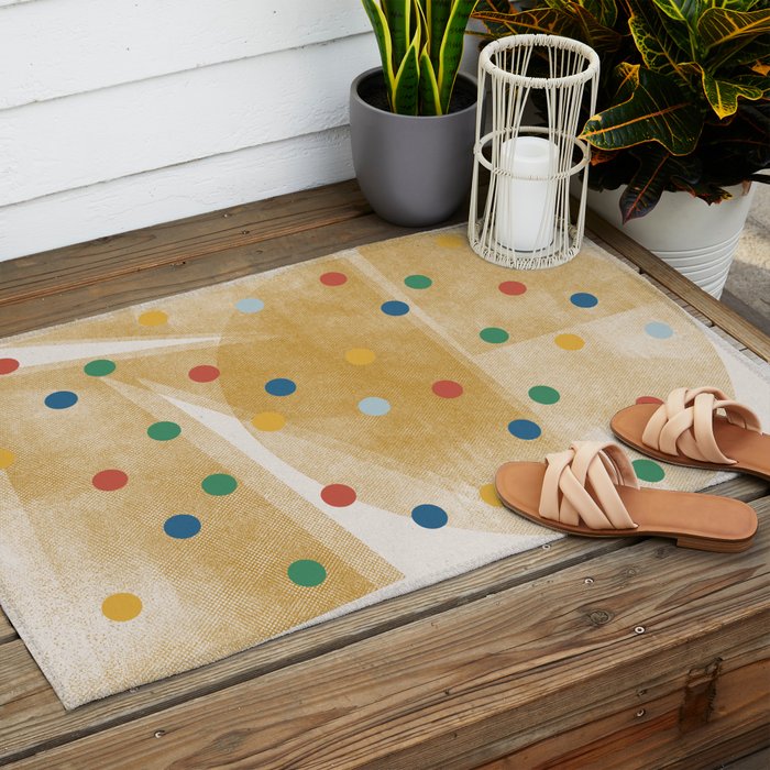 Retro Dots Graphic  Outdoor Rug Gallery Image 2