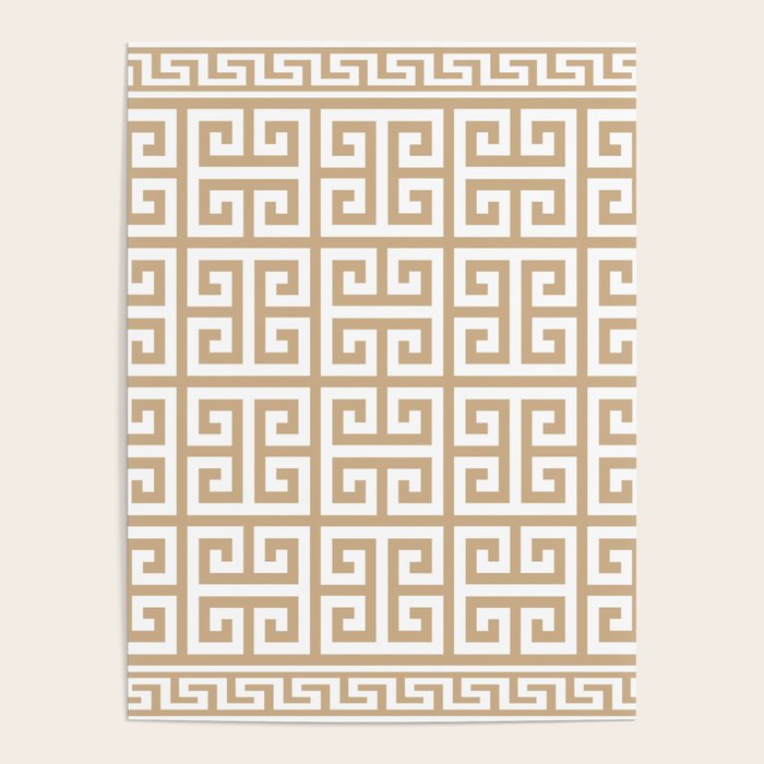 Greek Key (Tan & White Pattern) Poster Gallery Image 1