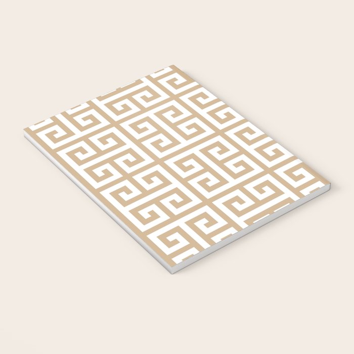 Greek Key (Tan & White Pattern) Notebook Gallery Image 3