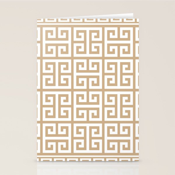 Greek Key (Tan & White Pattern) Stationery Card Gallery Image 1